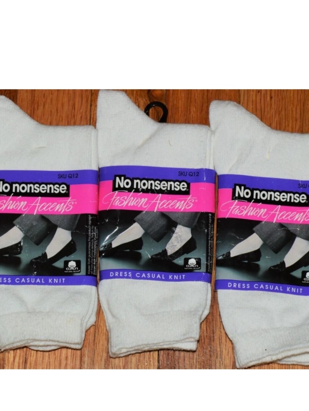 NO NONSENSE SOCKS 3 Pairs Vintage NEW Women Dress Casual White USA Cotton Blend